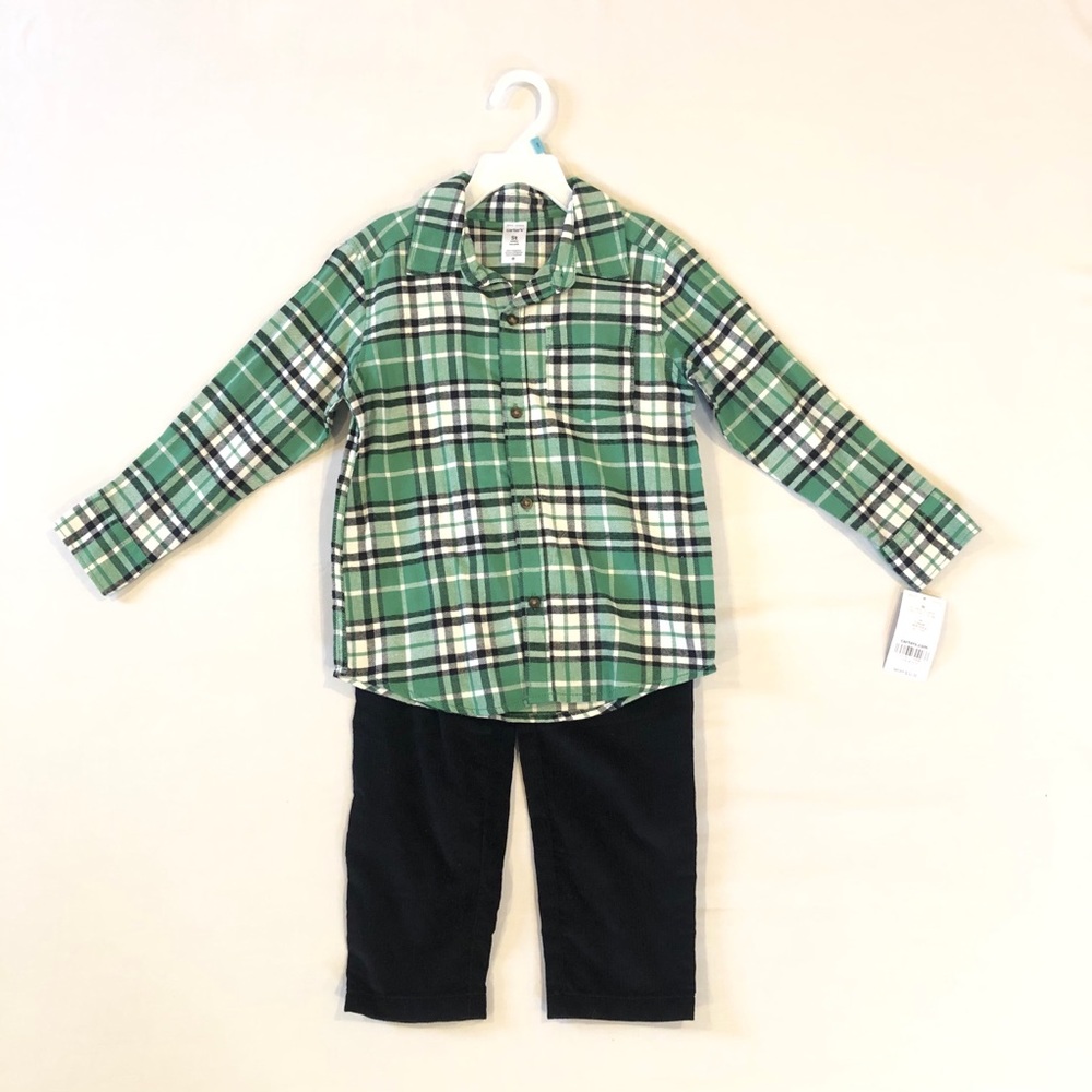 ❄️Plaid Button-Front Top & Corduroy Pant Set - 5T